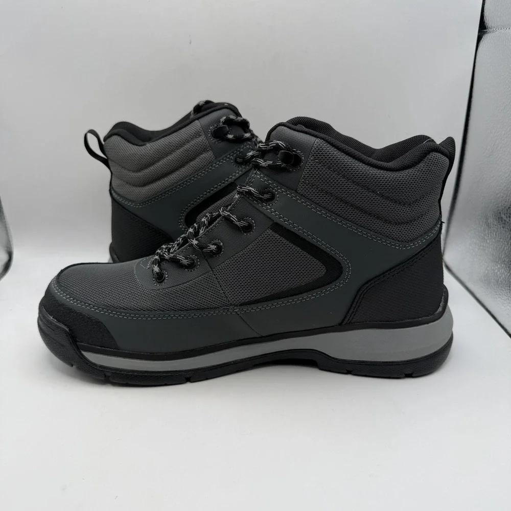Bogs Shale Work Boots Gray Leather Mid Comp Toe Waterproof Lace Up Size 10 New
